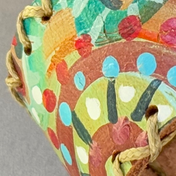 HANDMADE ARTISAN Bracelet Heart Painted Colorful Leather Adjustable Bohemian - Picture 3 of 9